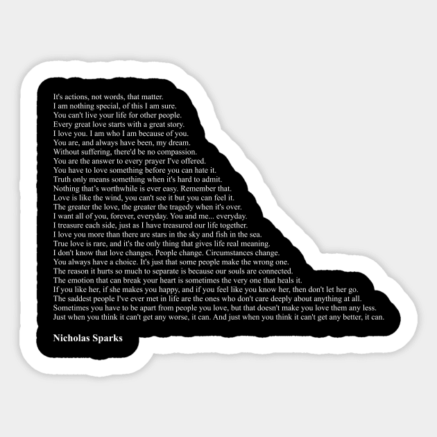 Nicholas Sparks Quotes Sticker by qqqueiru